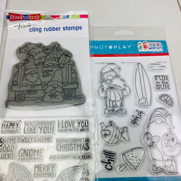 Assorted Gnomes Themed Cling Stamps & Metal Dies For Crafting 9 Packs - Picture 7 of 7